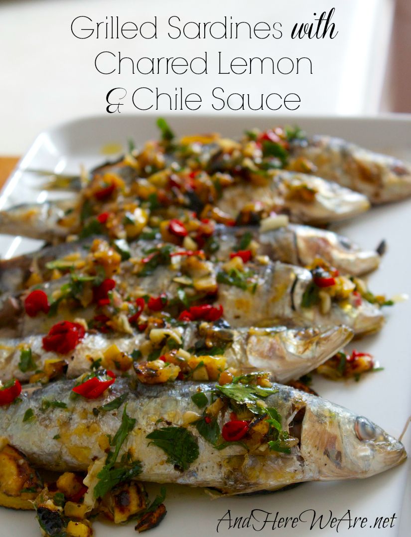 Grilled Sardines with Charred Lemon & Chile Sauce